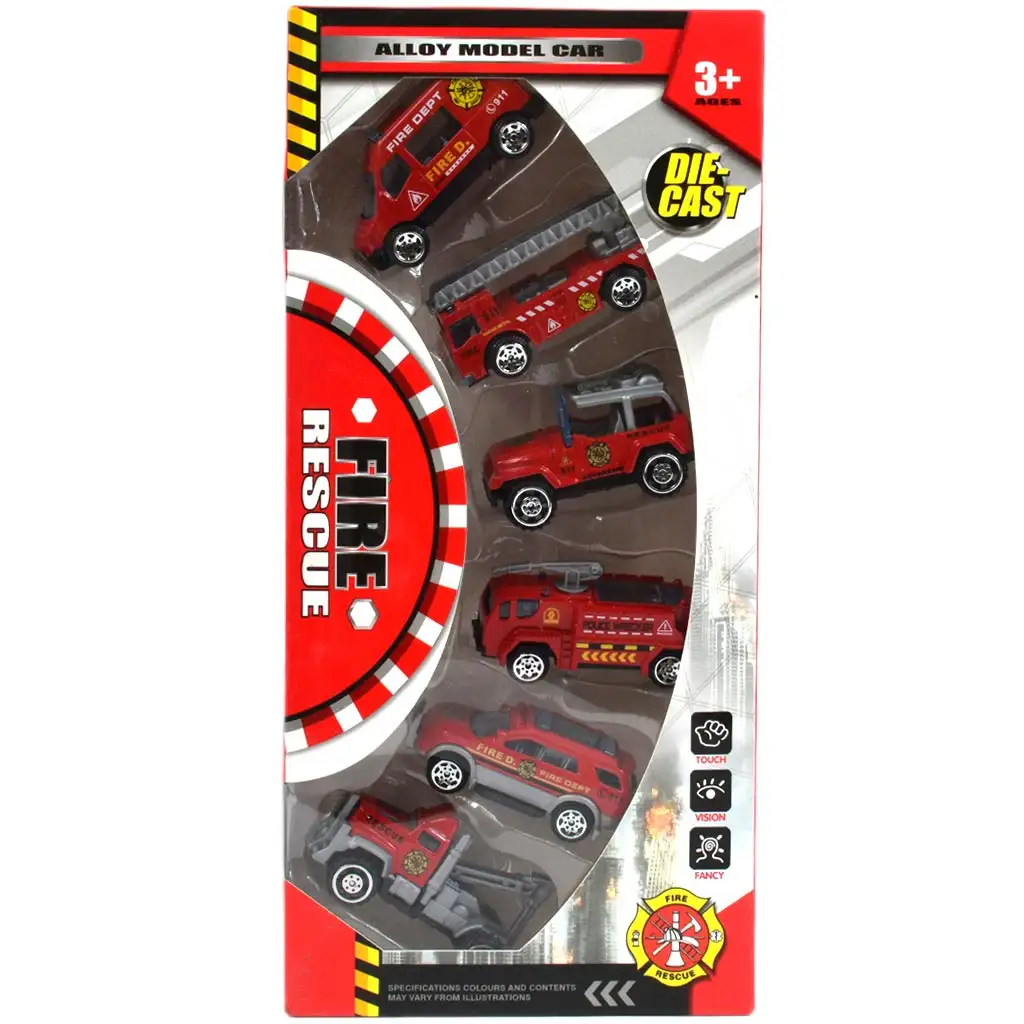 Fire Rescue: Tűzoltósági 6db-os kisautó szett 1/64-es kép 3