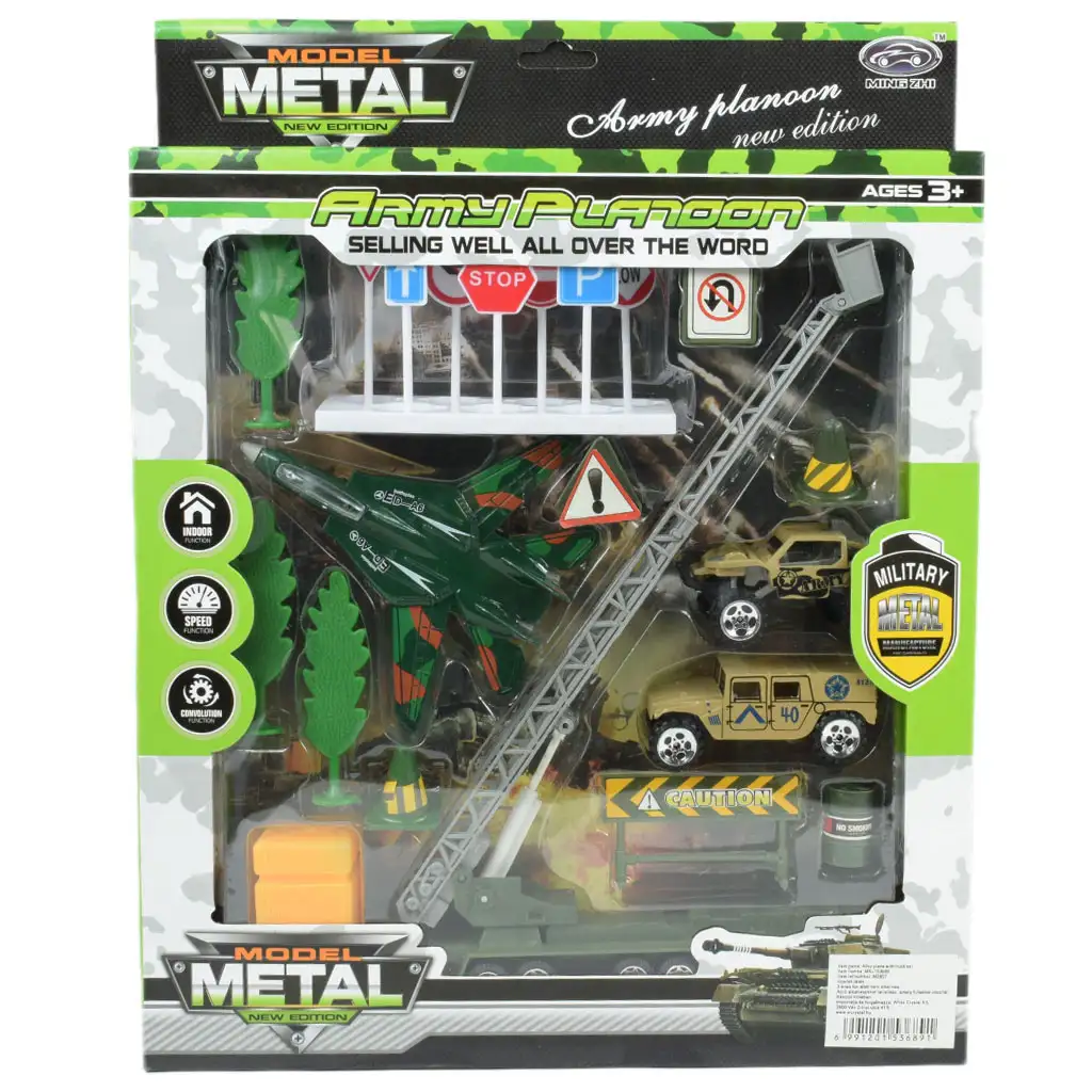 Super Army: Katonai játékszett fém járművekkel és lendkerekes repülővel kétféle változatban kép 12