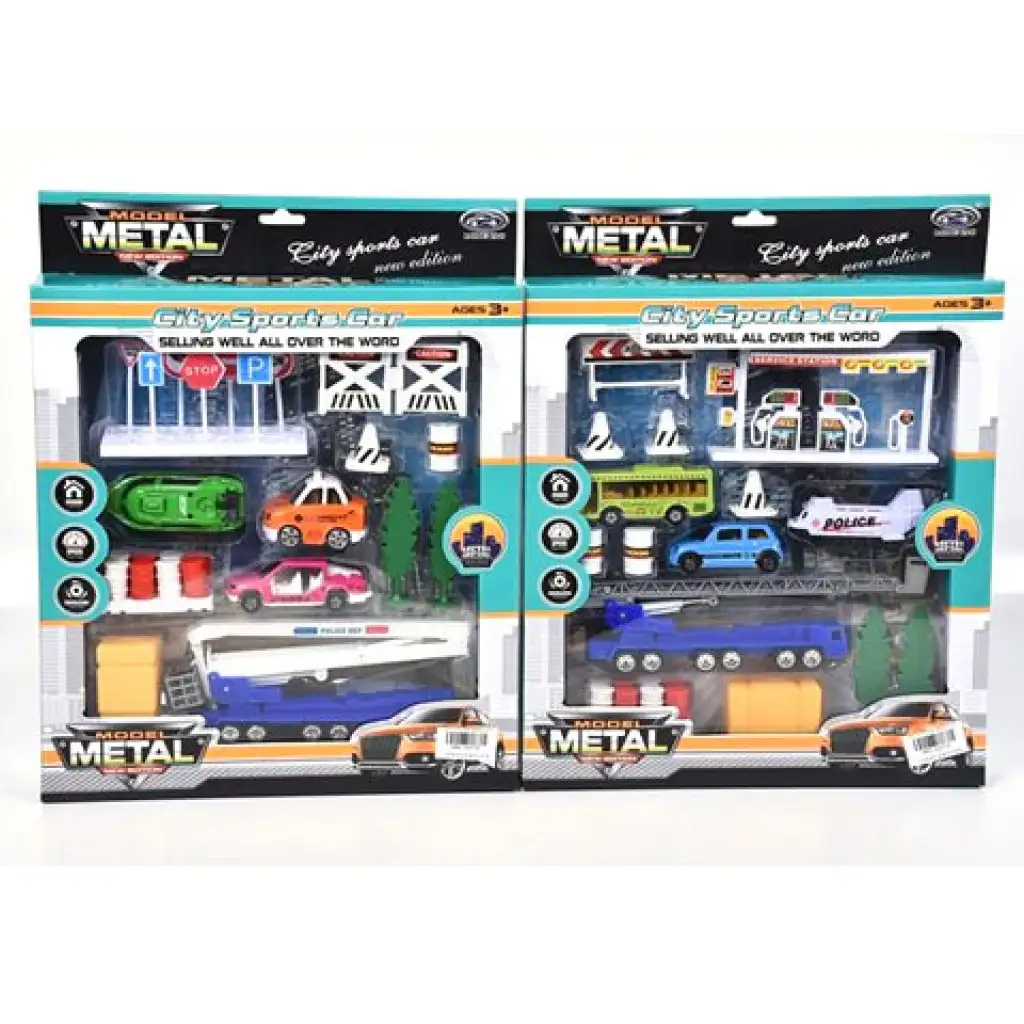 Közlekedési játék szett járművekkel és kiegészítőkkel többféle változatban