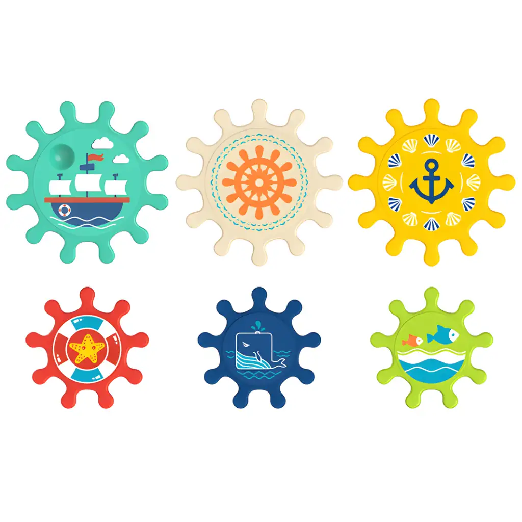 Happy World: Vízivilág 6 db-os fogaskerekes fürdőjáték szett kép 2