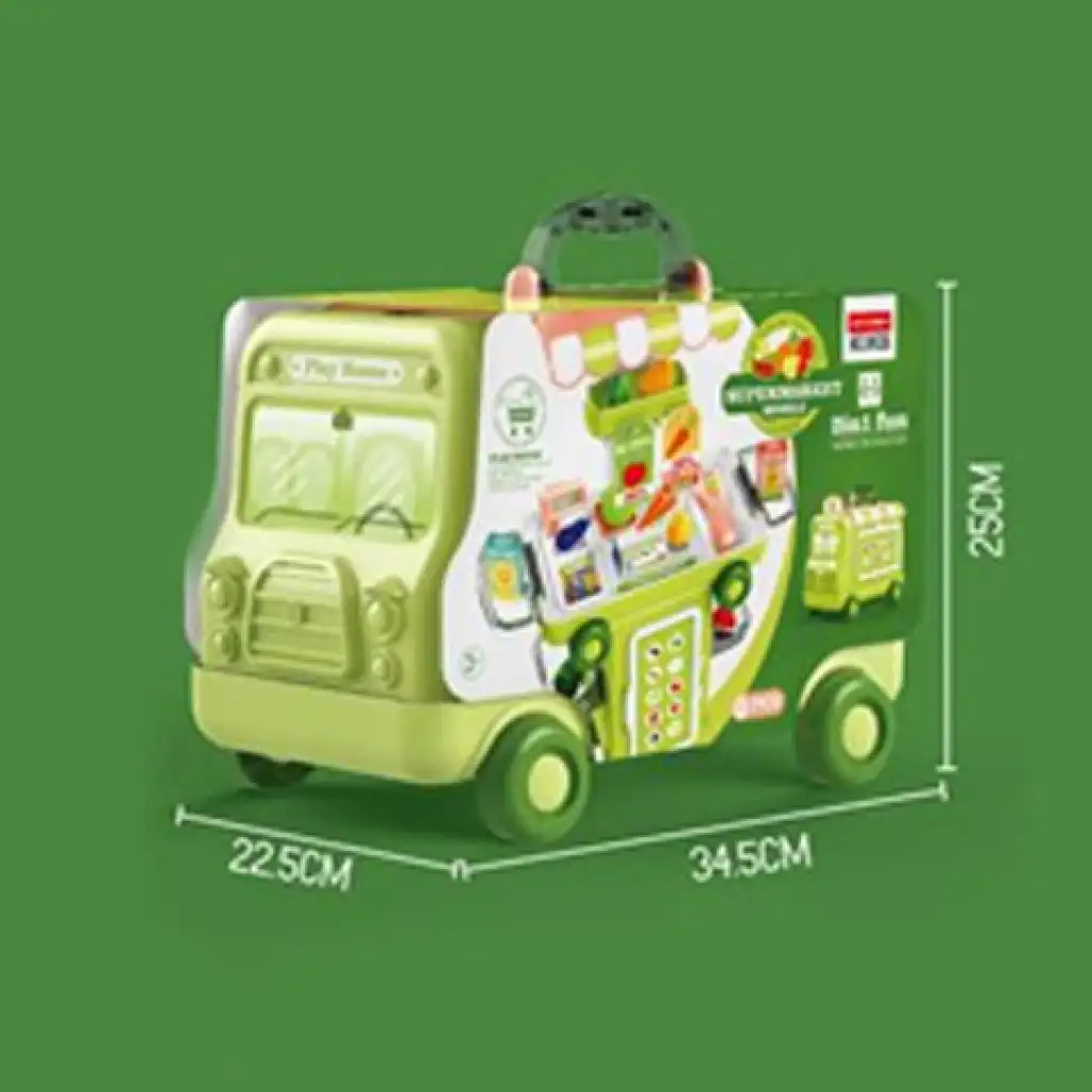 Szupermarket játékszett gurulós tárolóban 37db-os kép 2