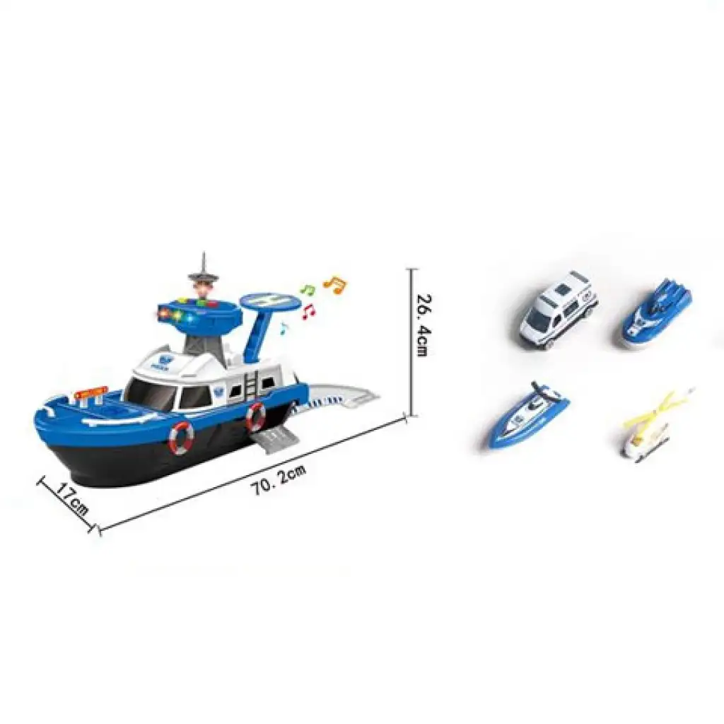 Rendőrhajó szett fénnyel és hanggal, kiegészítőkkel kép 2