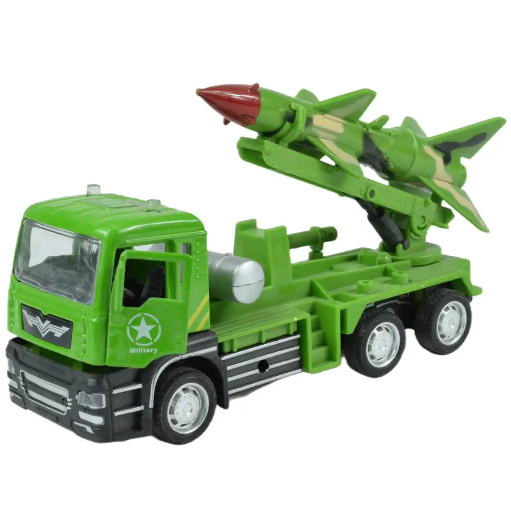 Military Truck: Hátrahúzós katonai teherautó rakétával kétféle változatban 14cm kép 2