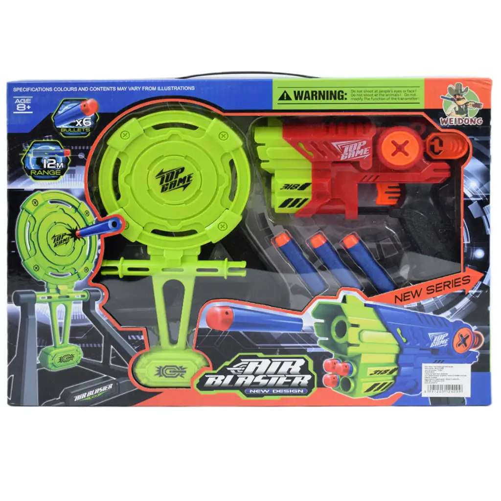 Air Blaster: EVA szivacslövő fegyver céltáblával és töltényekkel 19x14cm kép 7