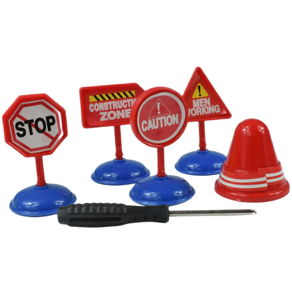 City Truck: Átalakítható lendkerekes tűzoltósági teherautó jelzőtáblákkal 19cm kép 5