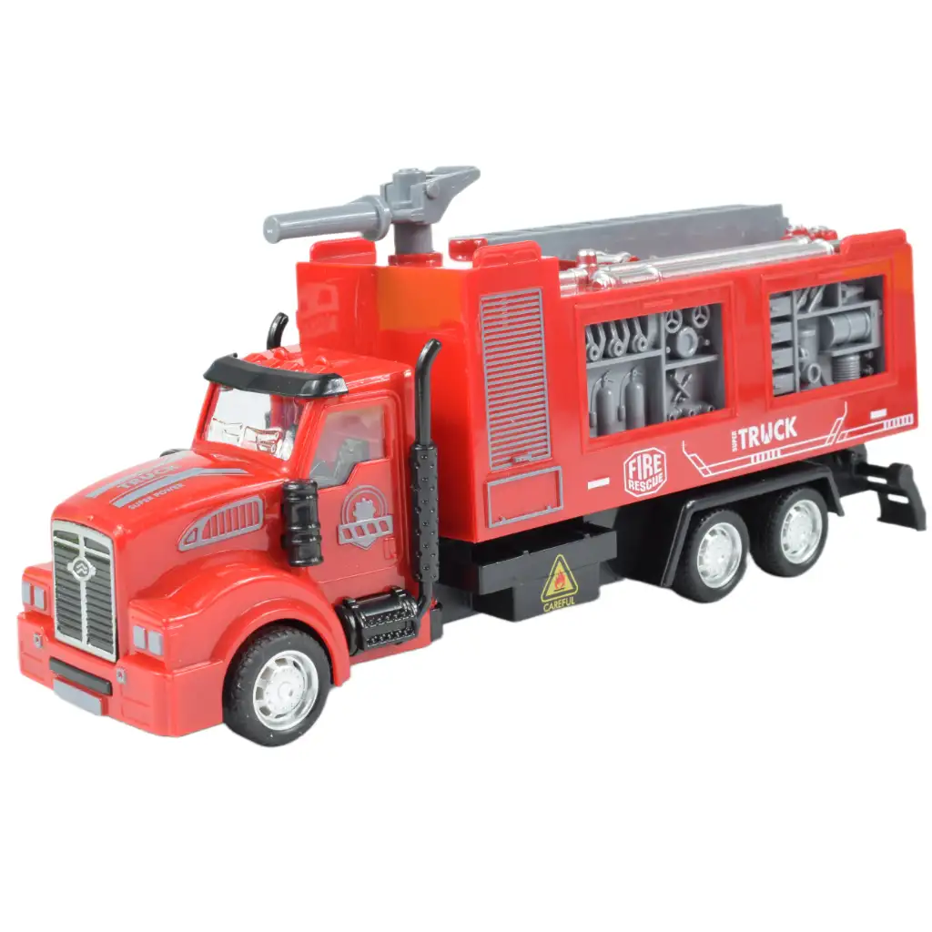 City Truck: Átalakítható lendkerekes tűzoltósági teherautó jelzőtáblákkal 19cm kép 7