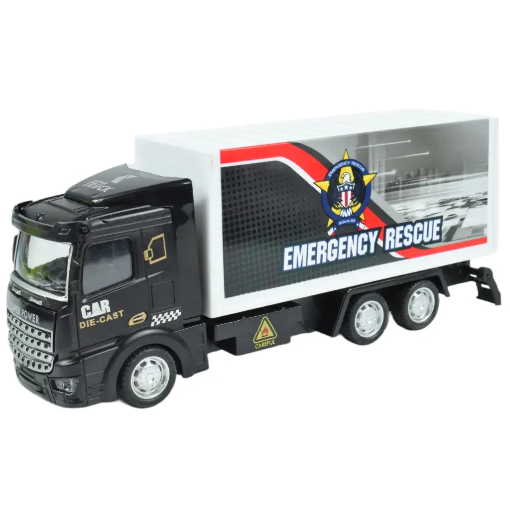 City Truck: Átalakítható lendkerekes mentőcsapat teherautó jelzőtáblákkal 19cm kép 7