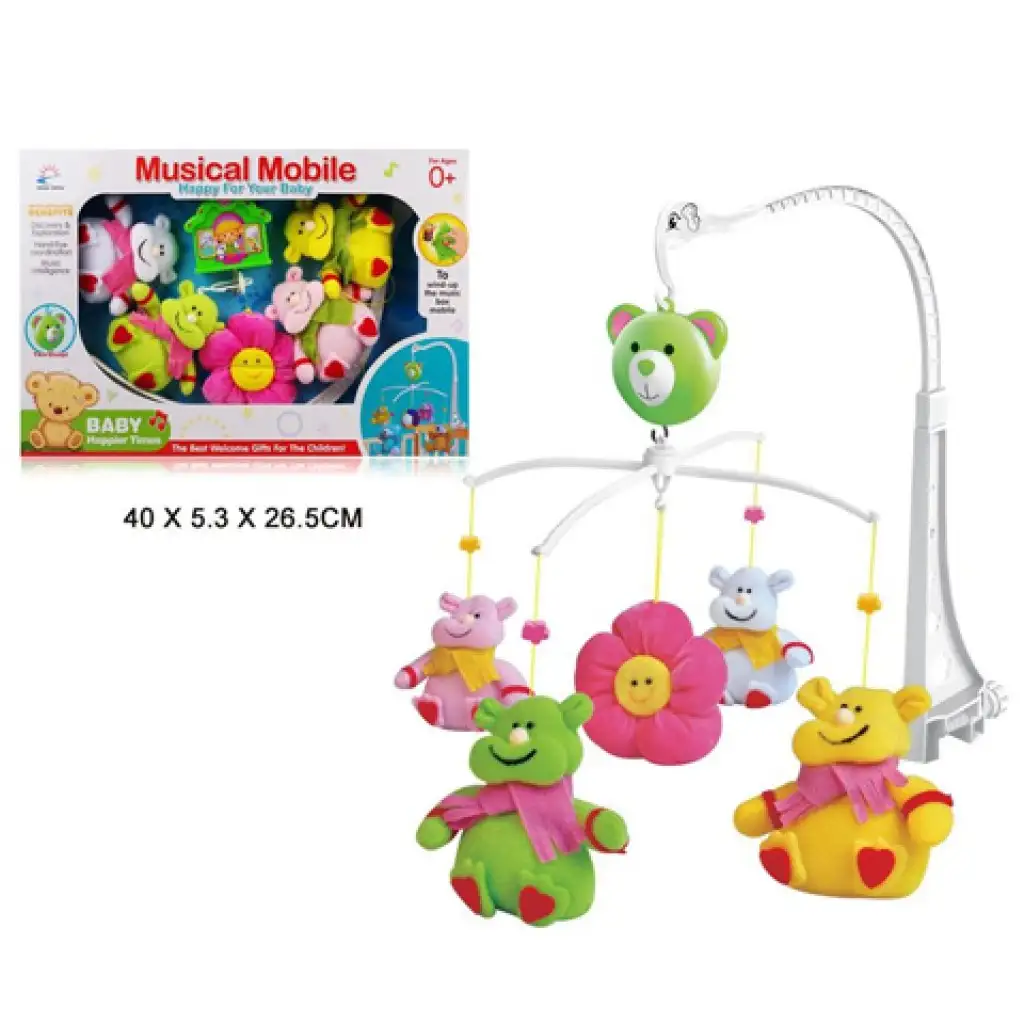 Színes állatos felhúzható kiságyforgó