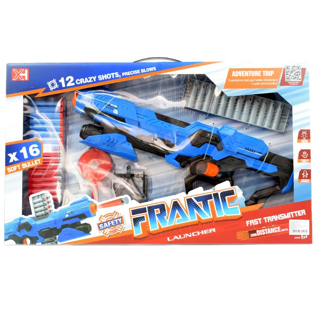 Frantic Launcher: Manuális szivacslövő fegyver céltáblával és töltényekkel 49cm kép 8