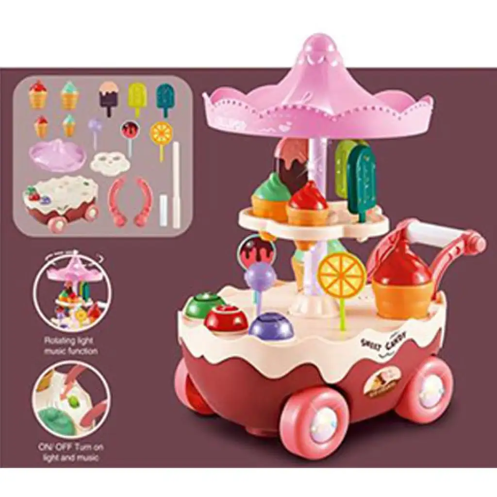 Gurulós jégkrém bár játék szett fénnyel és hanggal kép 2