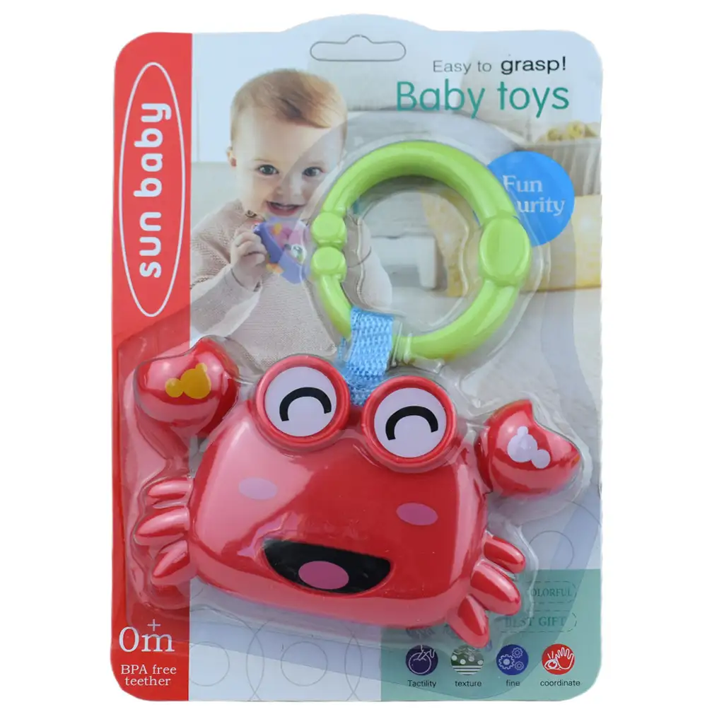 Sun Baby: Vidám rákocska BPA mentes bébi csörgő kép 3