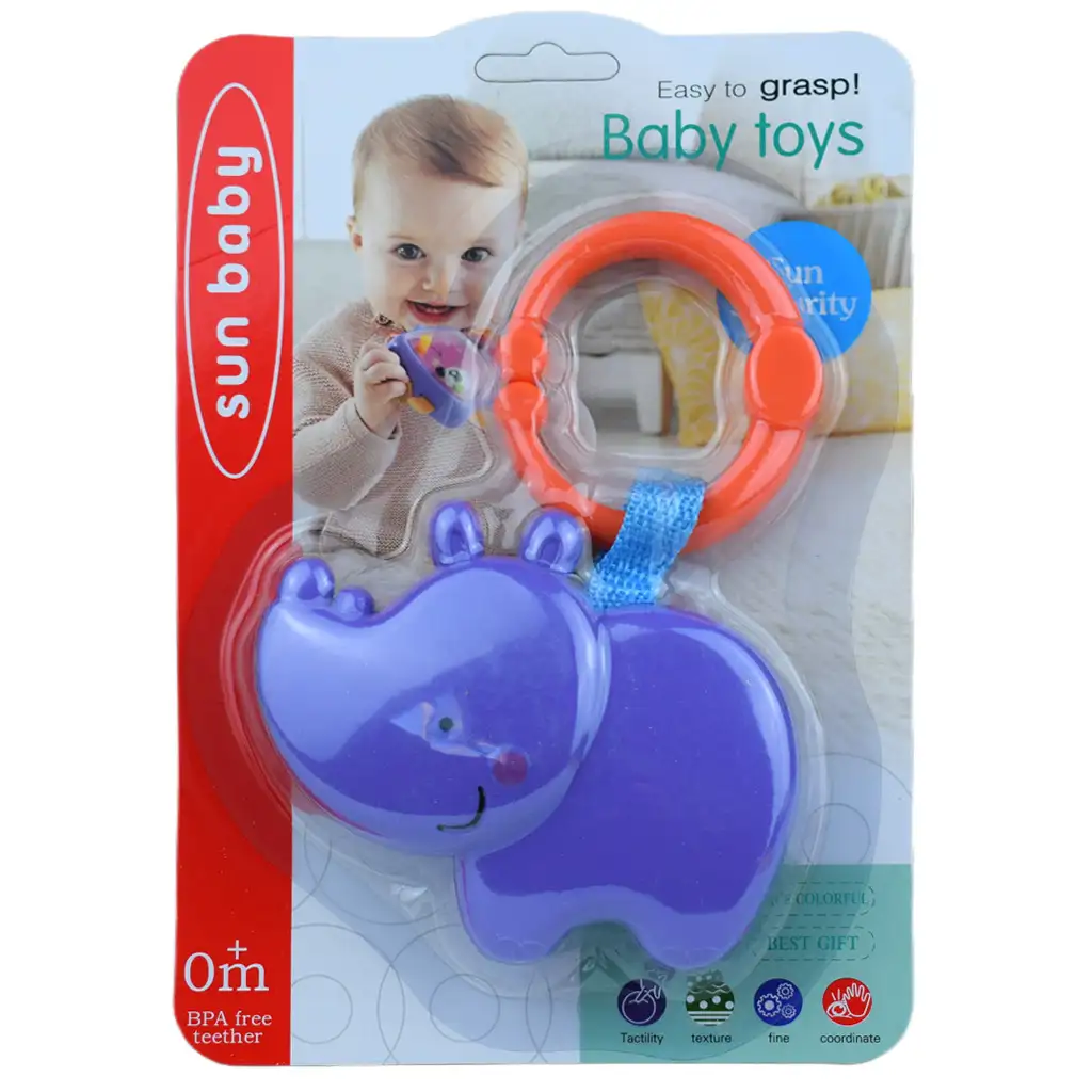 Sun Baby: Vidám víziló BPA mentes bébi csörgő kép 3