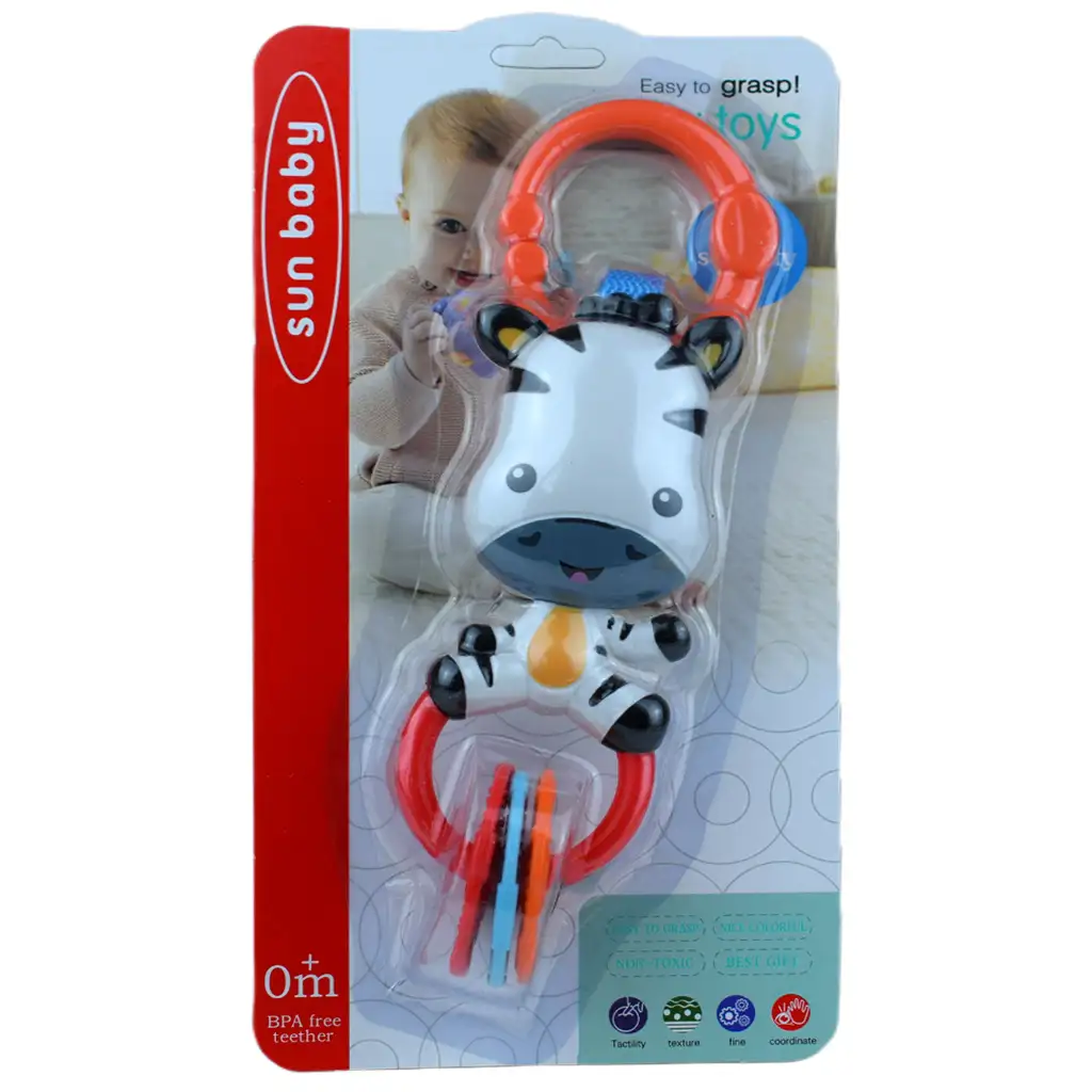 Sun Baby: Vidám zebra BPA mentes bébi csörgő kép 4