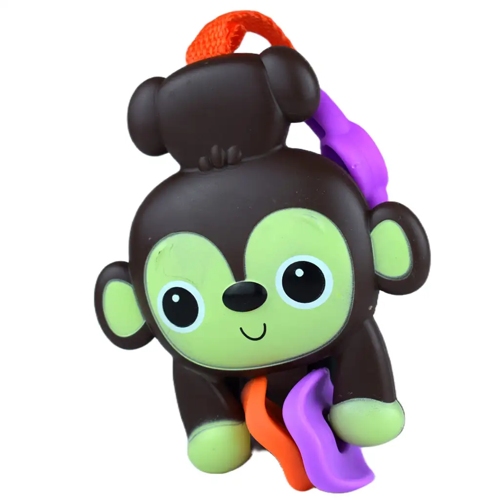 Sun Baby: Vidám barna majom BPA mentes bébi csörgő kép 2
