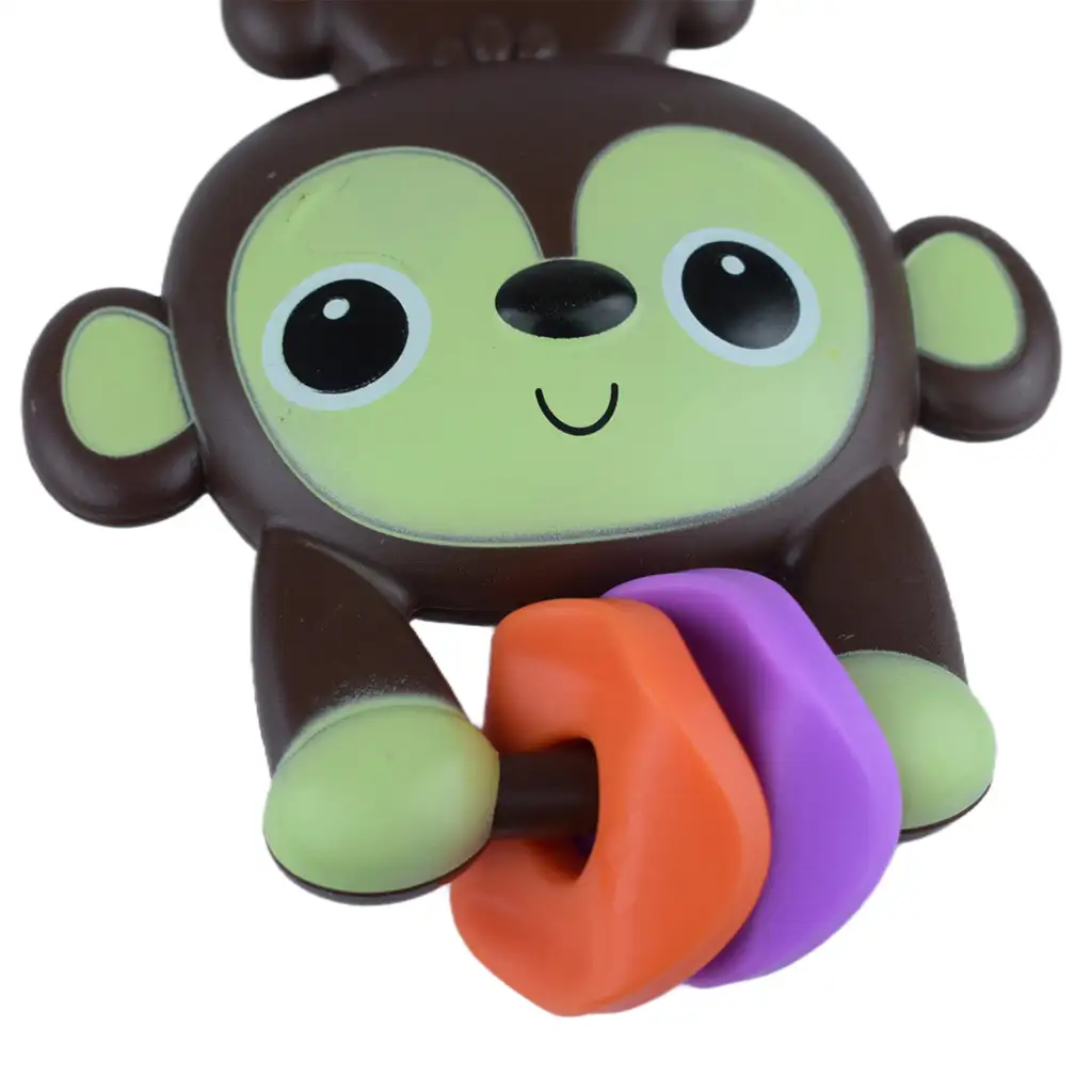 Sun Baby: Vidám barna majom BPA mentes bébi csörgő kép 3