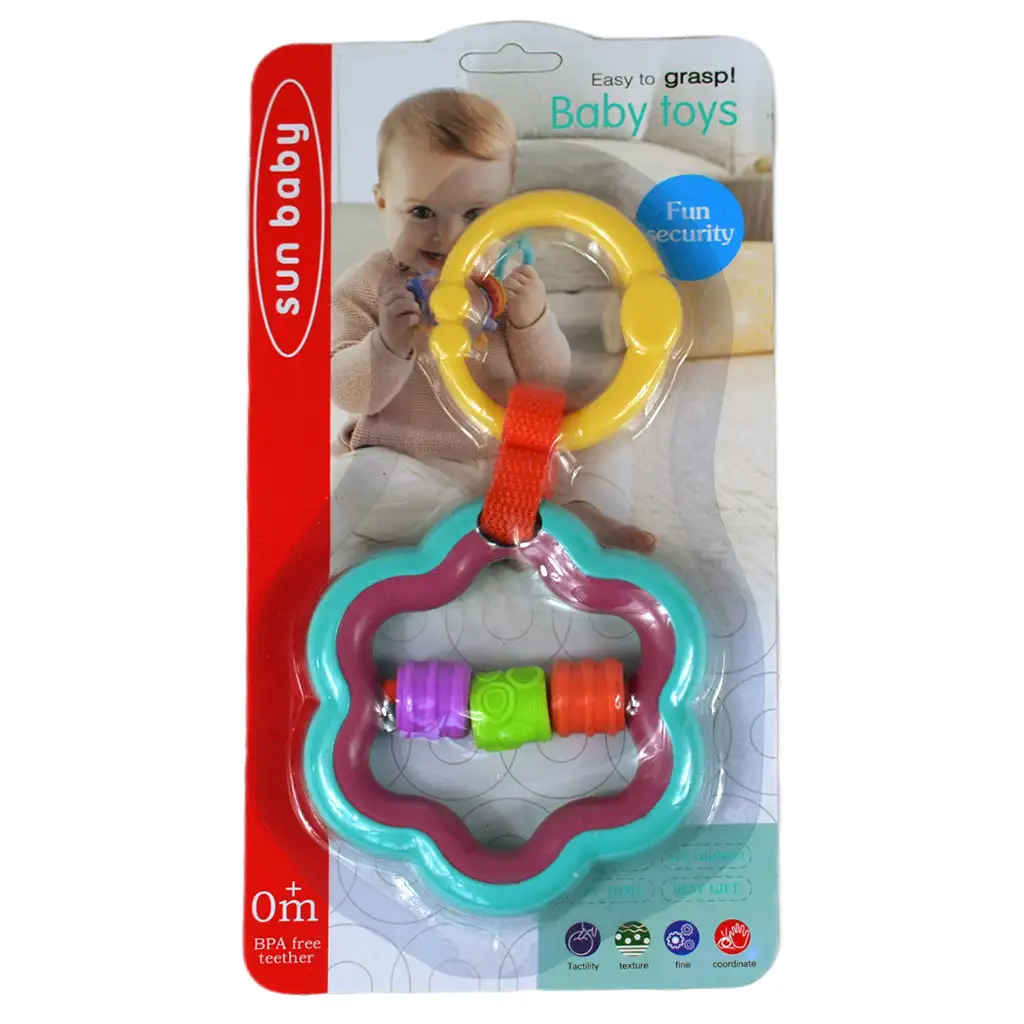 Színes akasztós bébi csörgő és rágóka kép 5