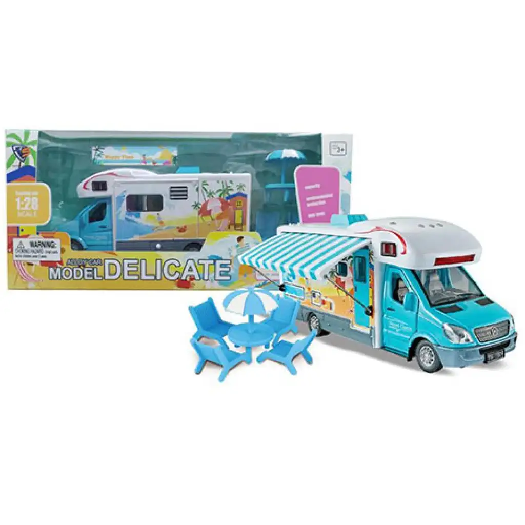 Hátrahúzós Kék Delicate kisautó funkcióval 1/28