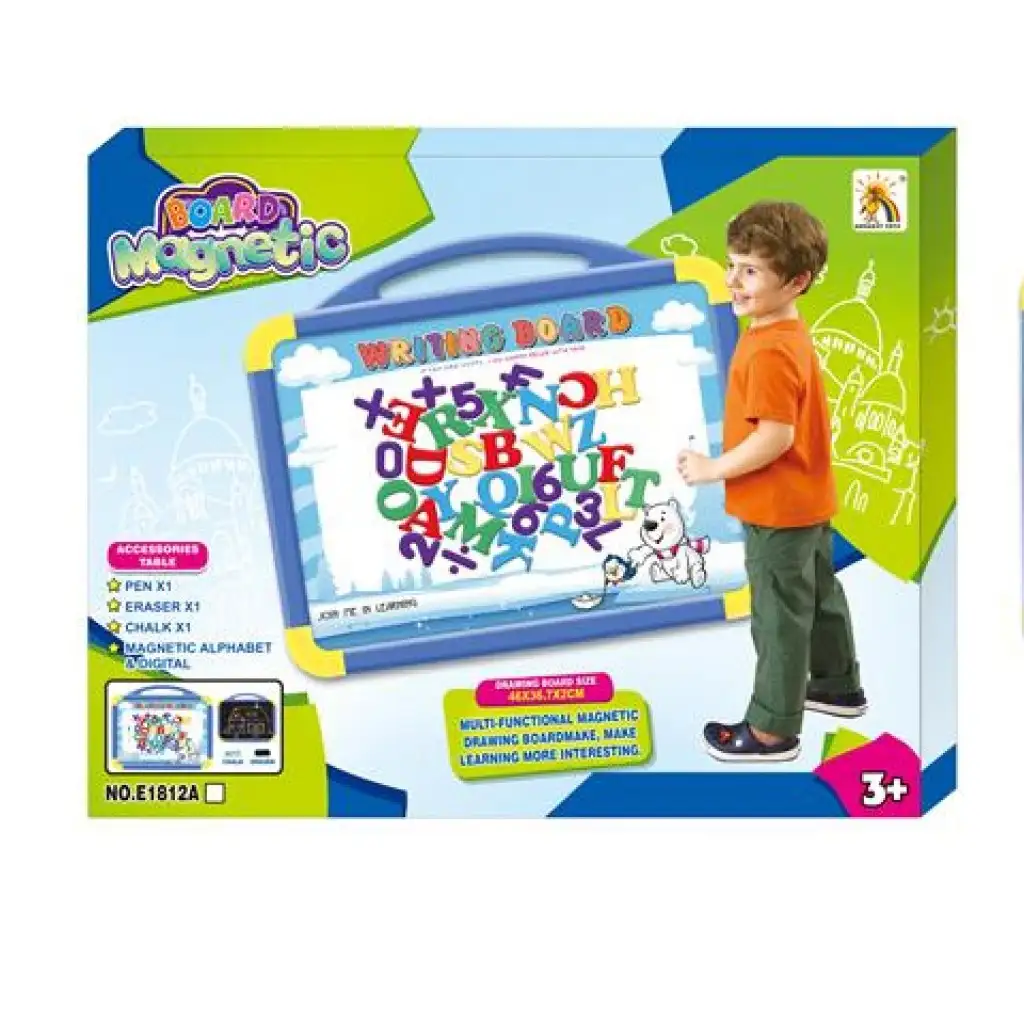 Kétoldalú hordozható mágneses rajztábla kiegészítőkkel kék