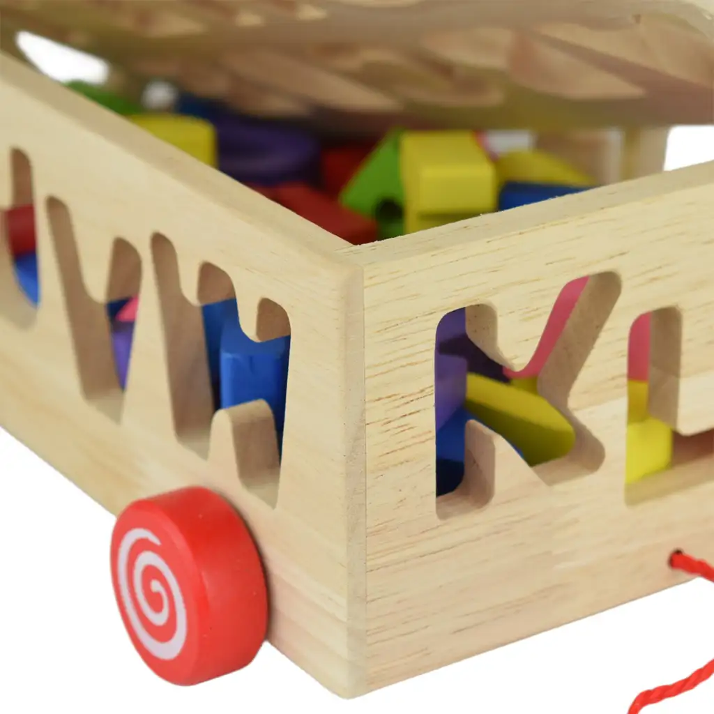 Beilaluna: Fa formaválogatós húzható kocsi betűkkel kép 8