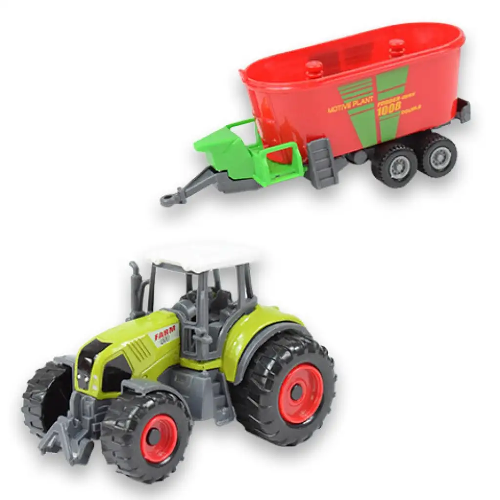 Farm Set: Mezőgazdasági traktor utánfutóval négyféle változatban 22cm kép 7