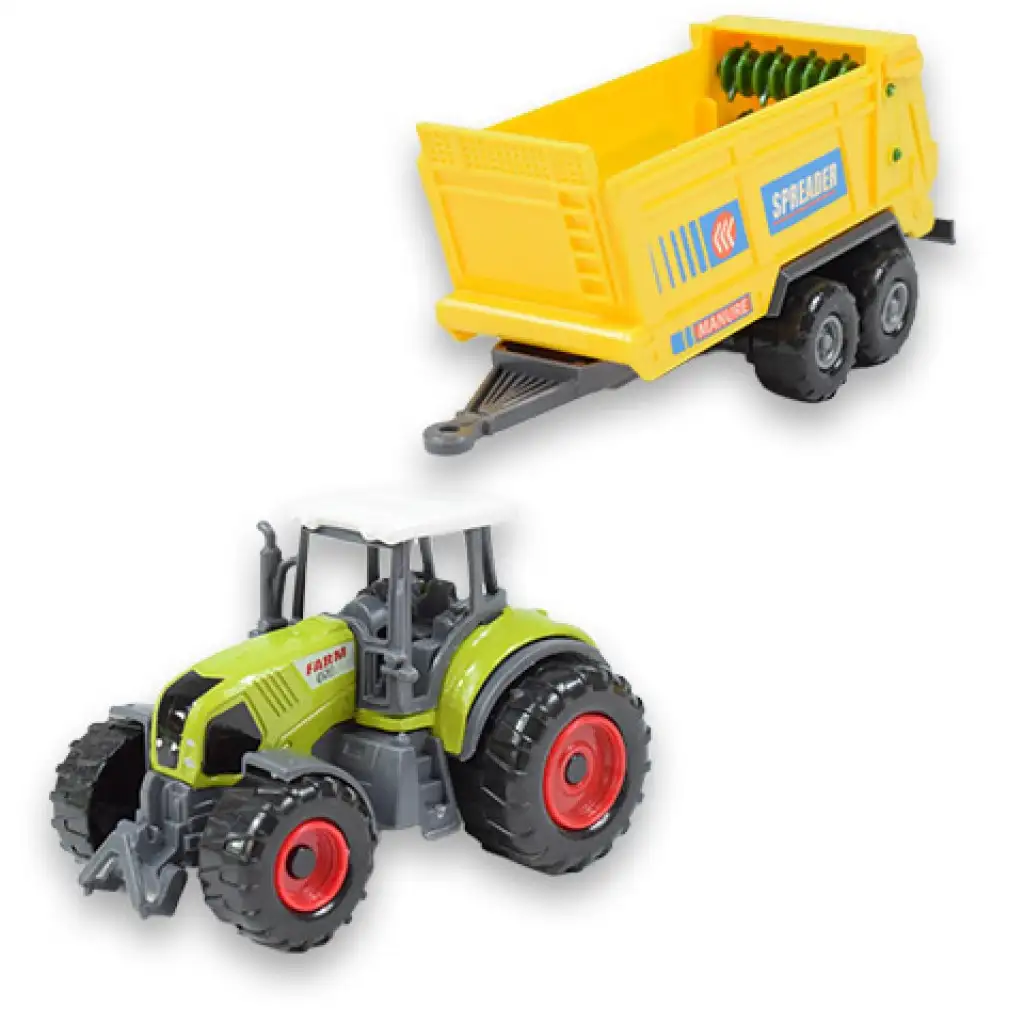 Farm Set: Mezőgazdasági traktor utánfutóval négyféle változatban 22cm kép 9