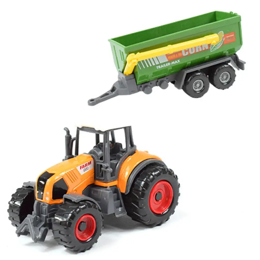 Farm Set: Mezőgazdasági traktor utánfutóval négyféle változatban 22cm kép 5
