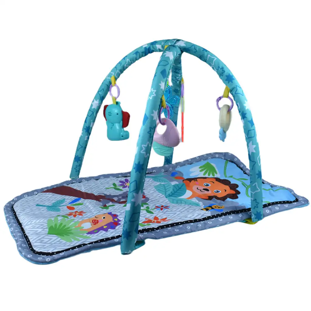 Vidám állatos bébiszőnyeg rágókával és zenével 77x43cm kép 2