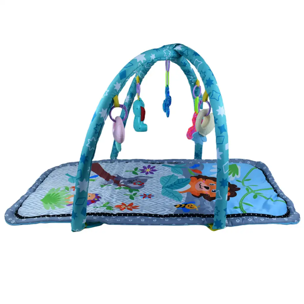 Vidám állatos bébiszőnyeg rágókával és zenével 77x43cm kép 3