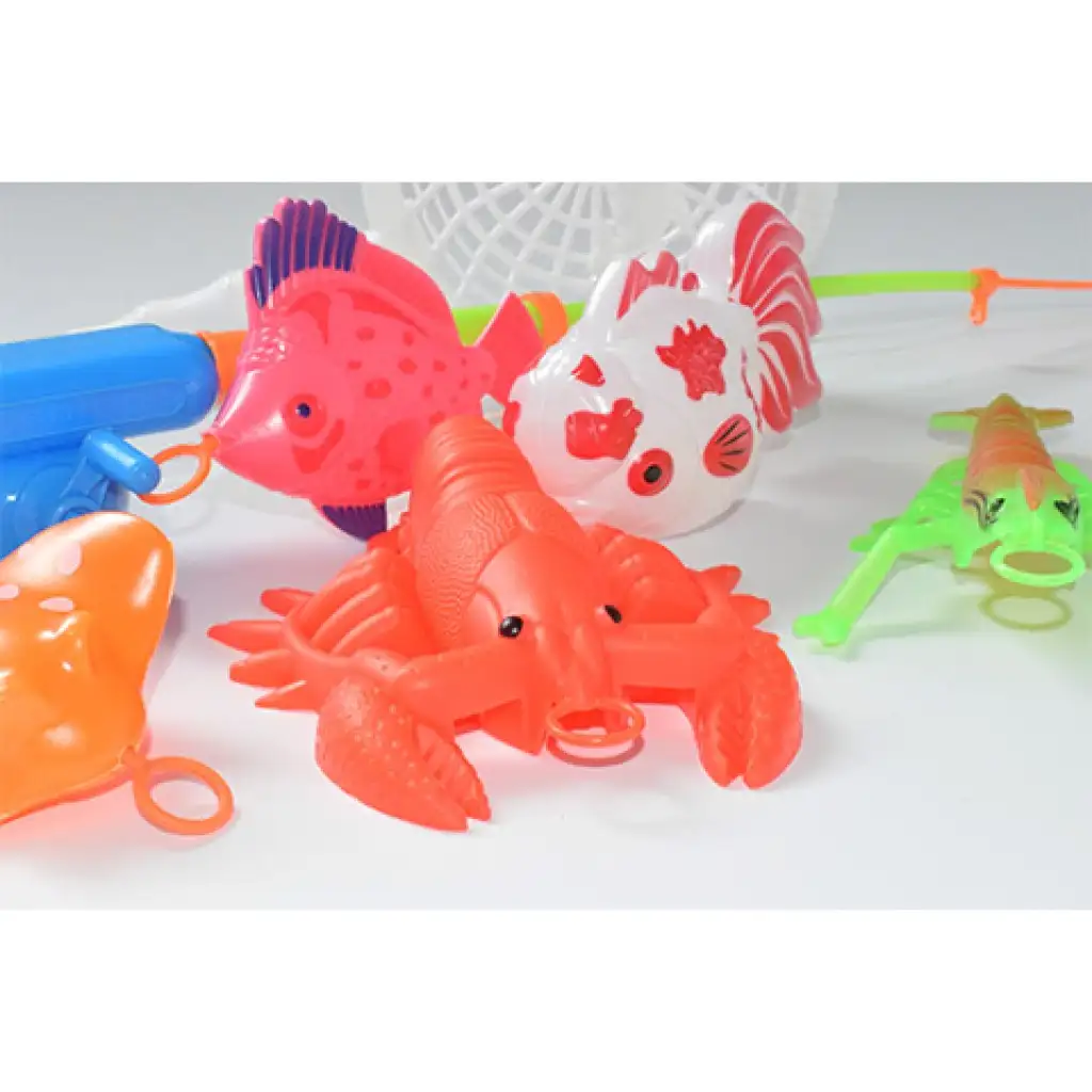 Színes horgászjáték halakkal és rákokkal, horgászbottal 47cm kép 4