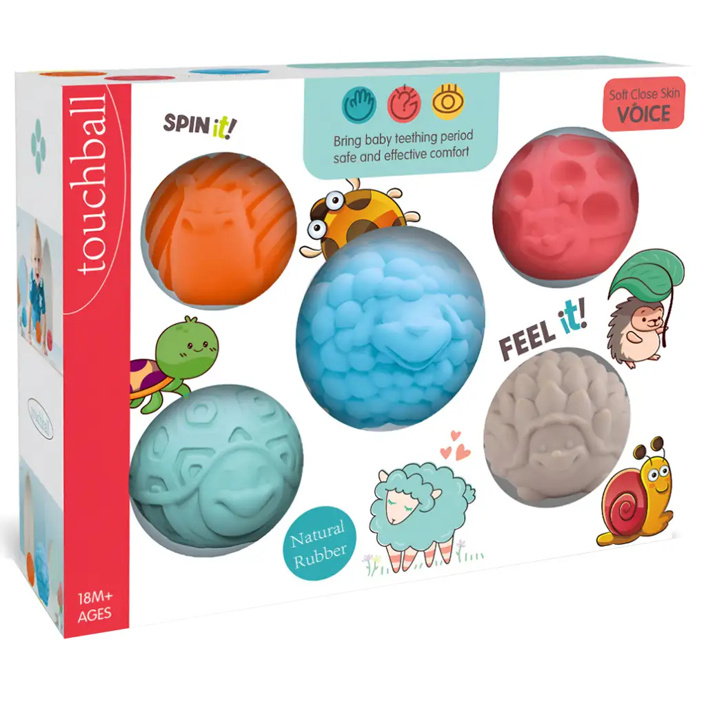 Touchball: Tapintás fejlesztő 5db-os állatos labda szett