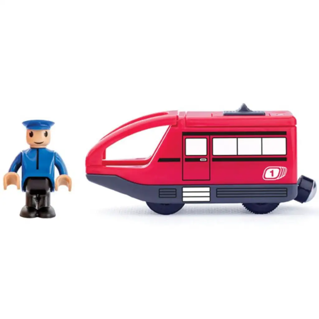 Modern piros elektromos mozdony - Woodyland