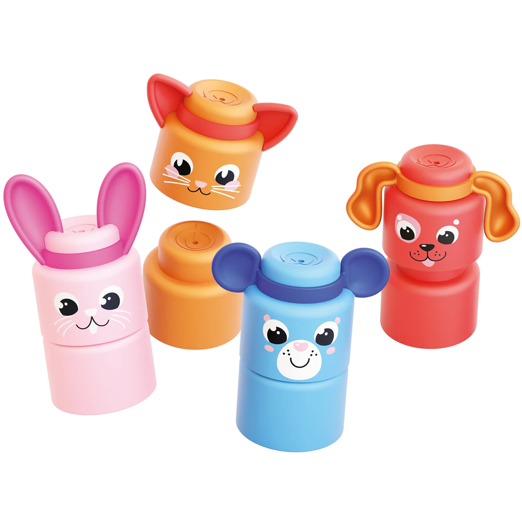 Quercetti: Momy Soft boldog állatok 12 db-os puha építőkocka szett kép 2