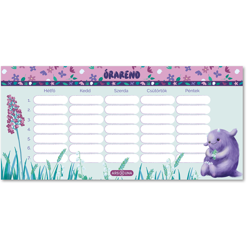 Ars Una: Mon Mignon egylapos, kétoldalas órarend