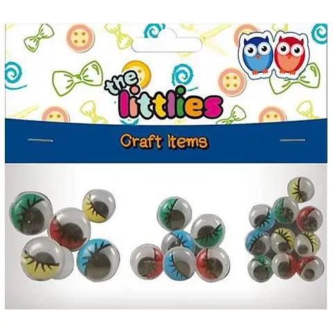 Műanyag színes szemek 3 méretben 22db