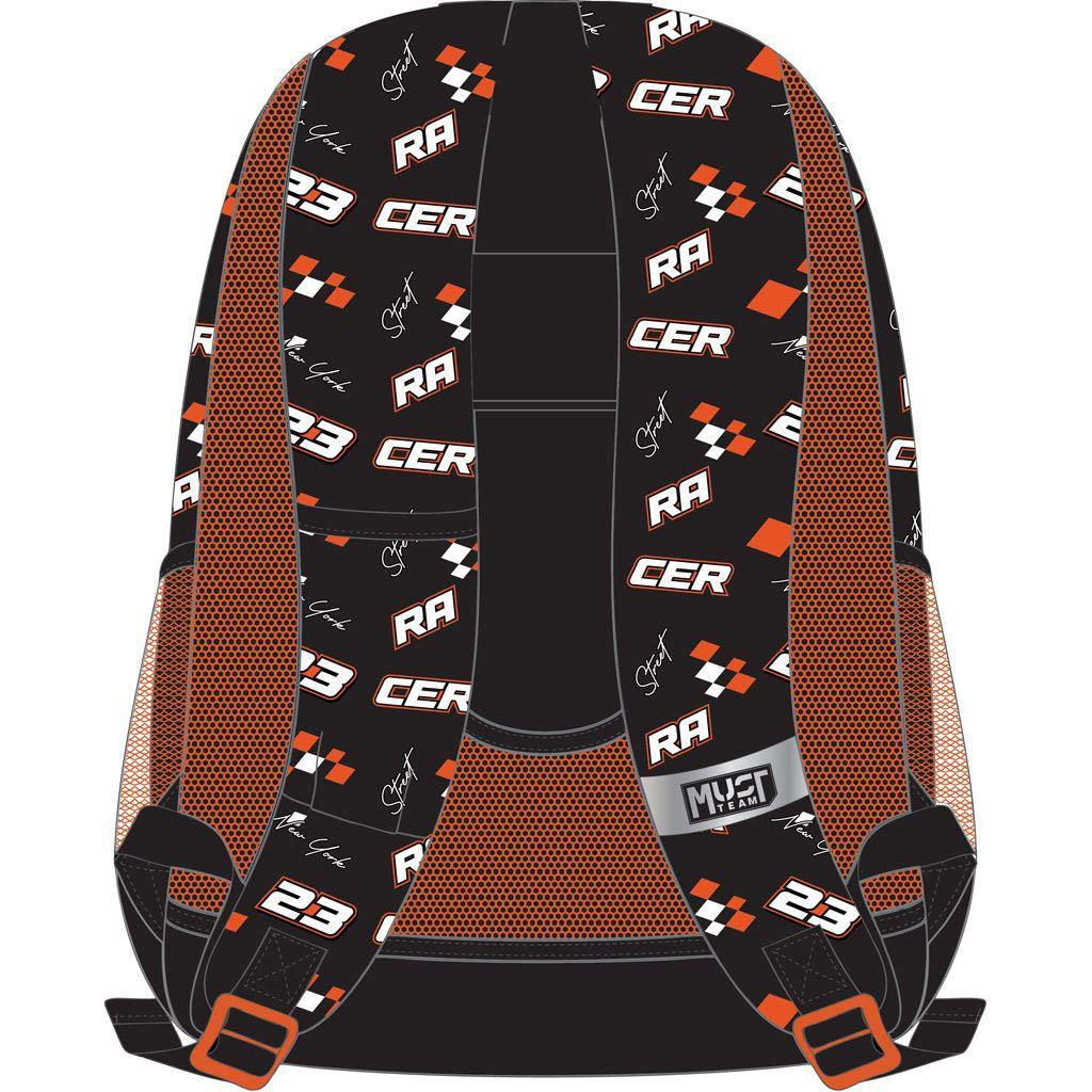 Luna: Must Team Street Racer autós lekerekített 3 rekeszes iskolatáska, hátizsák 32x18x43cm kép 2