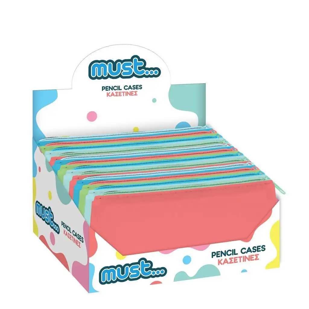 Must: Élénk színű szilikon tolltartó négyféle változatban 20x10cm