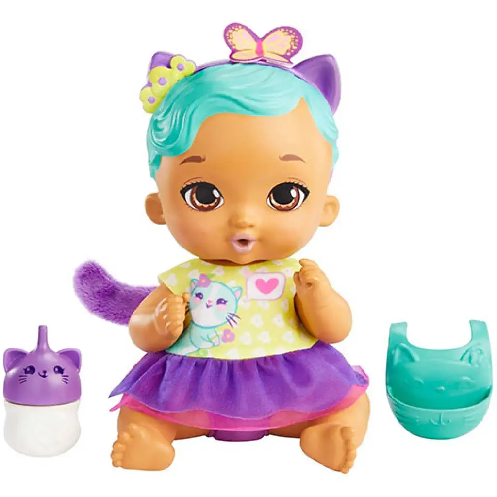 My Garden Baby: Édi-Bébi gondoskodás - Türkiz cica baba 30cm - Mattel kép 2