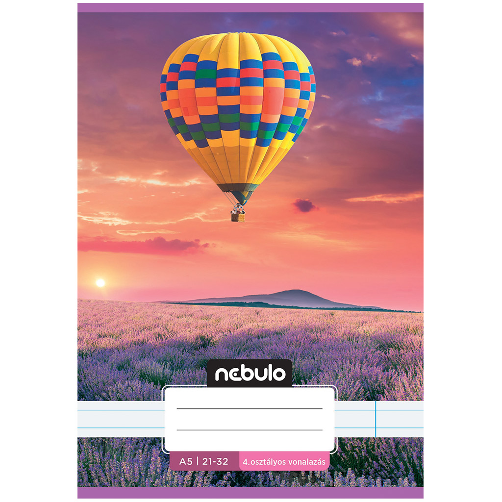 Nebulo: Tűzött 4. osztályos hőlégballon a levendulák felett mintás vonalas füzet 21-32 A/5