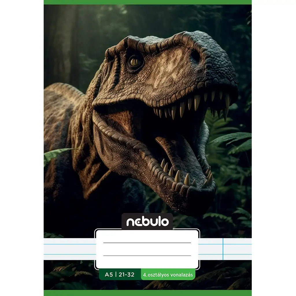 Nebulo: T-Rex mintás 4.osztályos vonalas füzet A/5 21-32