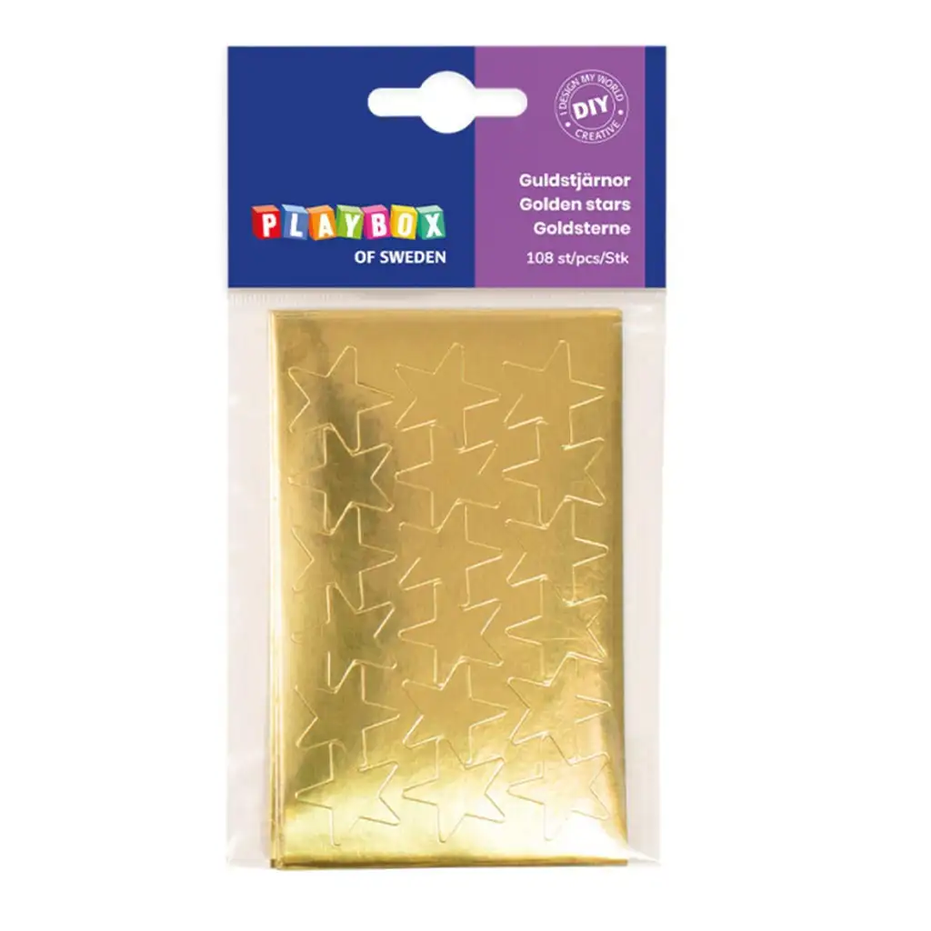 PlayBox: Öntapadós arany csillagok 108db 25mm