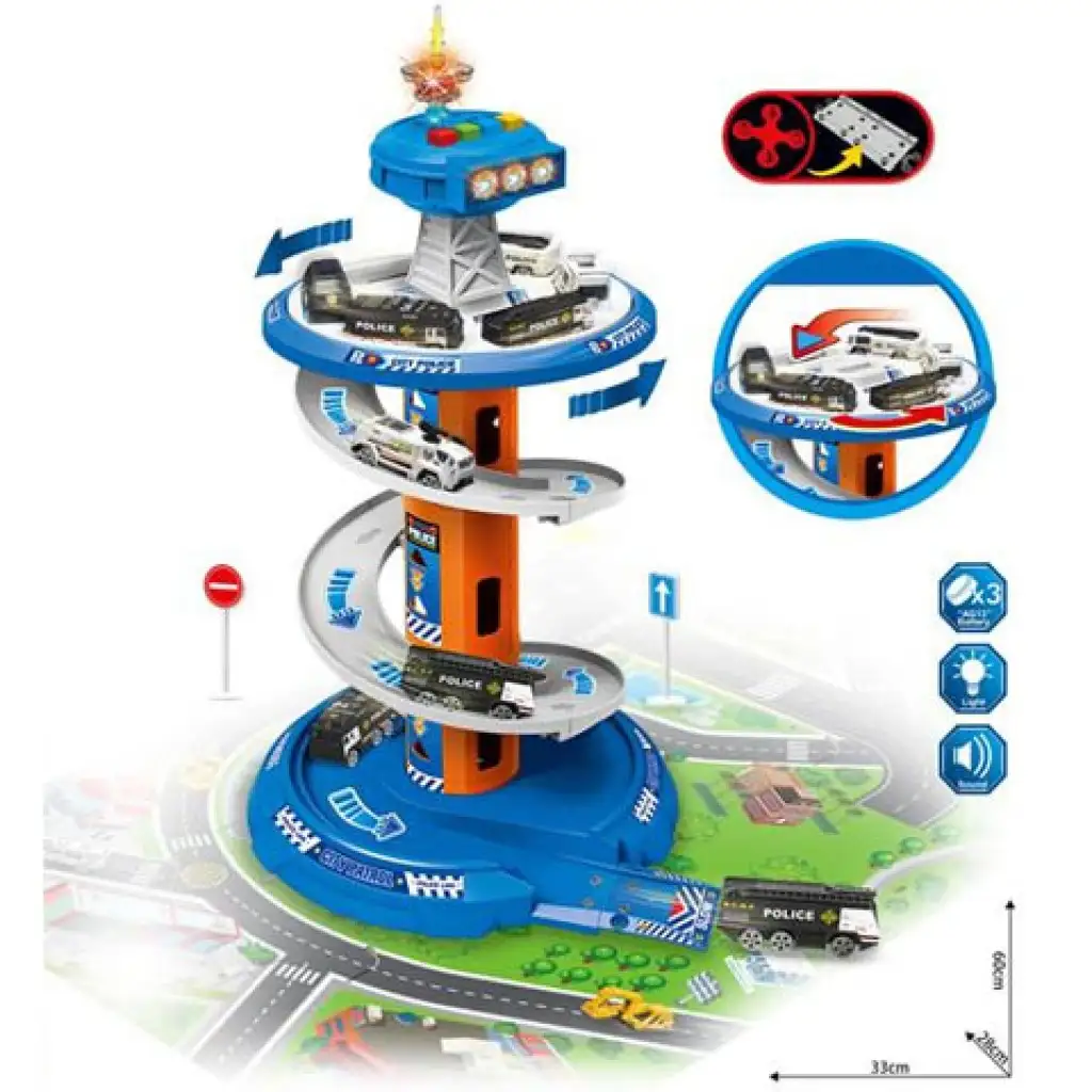 Parkolótorony játékszett fénnyel és hanggal és három kisautóval kép 2