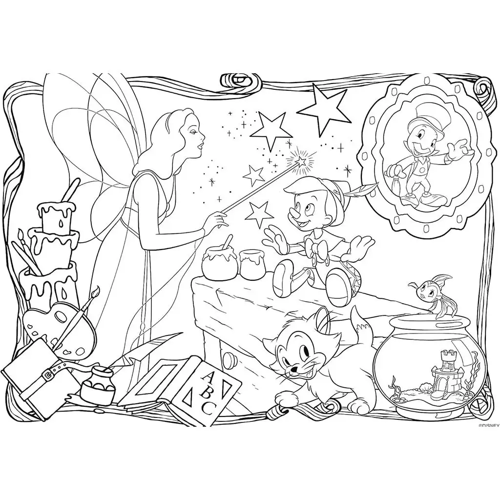 Disney Pinokkió 2 az 1-ben maxi 24db-os puzzle és színező 70x50cm - Lisciani kép 2