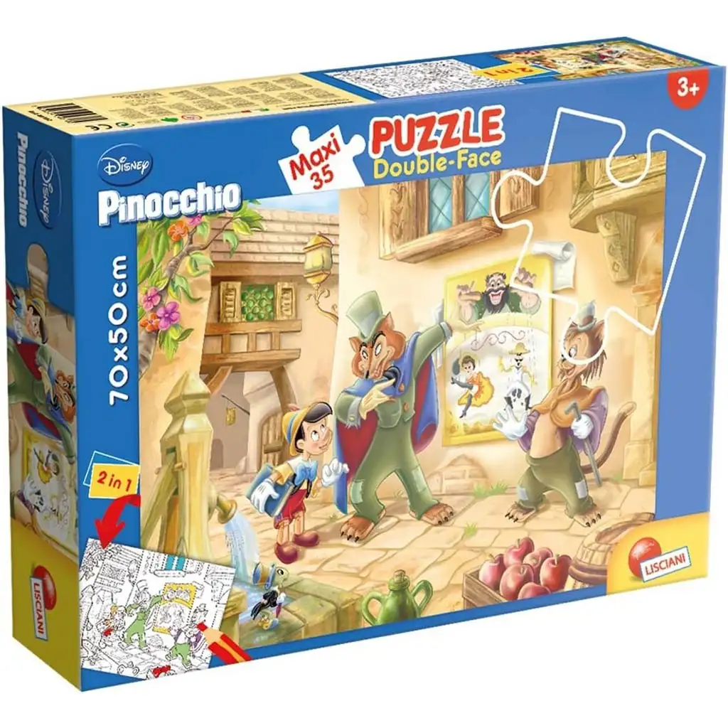 Disney Pinokkió 2 az 1-ben maxi 35db-os puzzle és színező 70x50cm - Lisciani