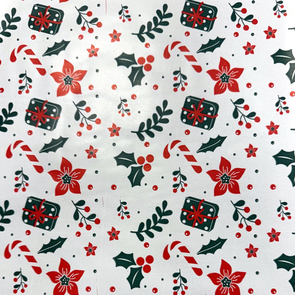 Piros cukorpálcás csomagolópapír 200x70cm