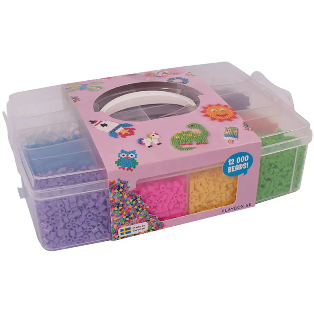 PlayBox: 5mm-es MIDI vasalható gyöngy 12 színben tárolódobozban 12000db