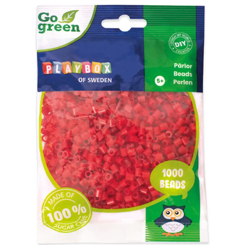 PlayBox: Go Green 5mm-es MIDI vasalható gyöngy 1000db-os piros színben