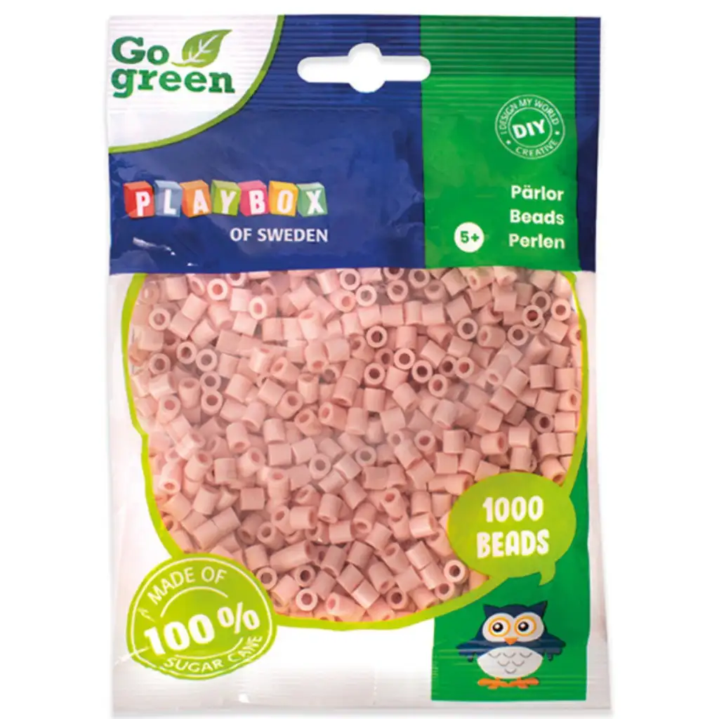 PlayBox: Go Green 5mm-es MIDI vasalható gyöngy 1000db-os világos bézs színben