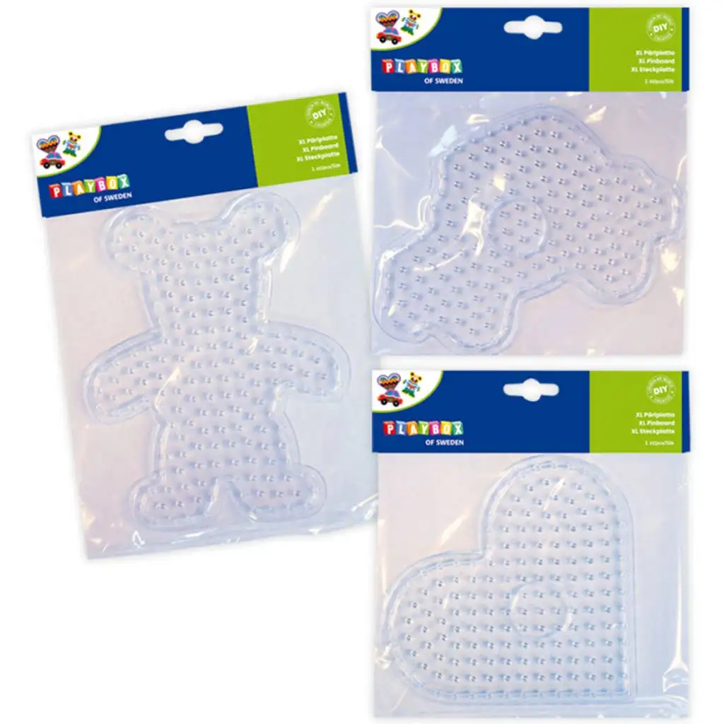 Playbox: XL vasalható gyöngy alaplap készlet – 3 darab (mackó, szív, autó)