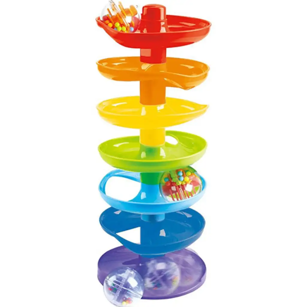 Playgo: Szivárvány bébi golyópálya torony három golyóval kép 2