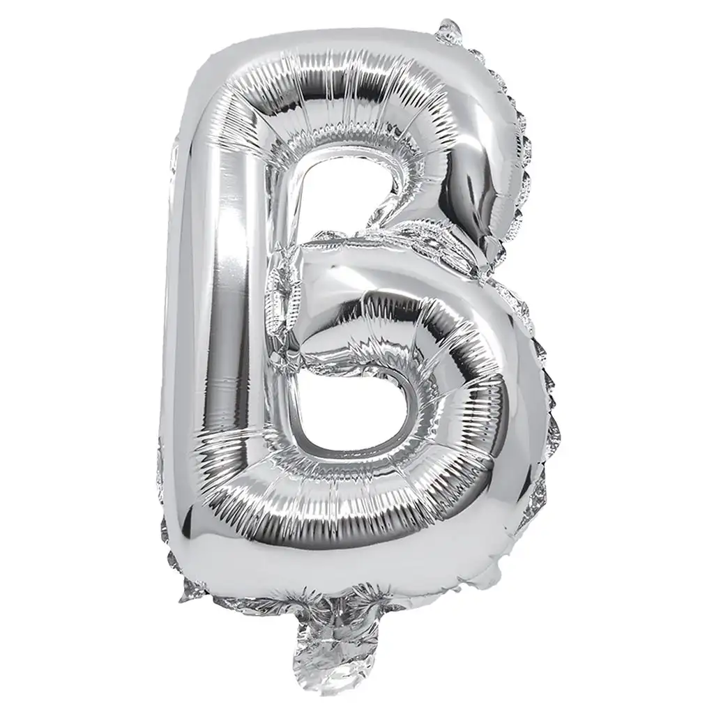 Betű formájú fólia lufi ezüst színben – B betű 32cm